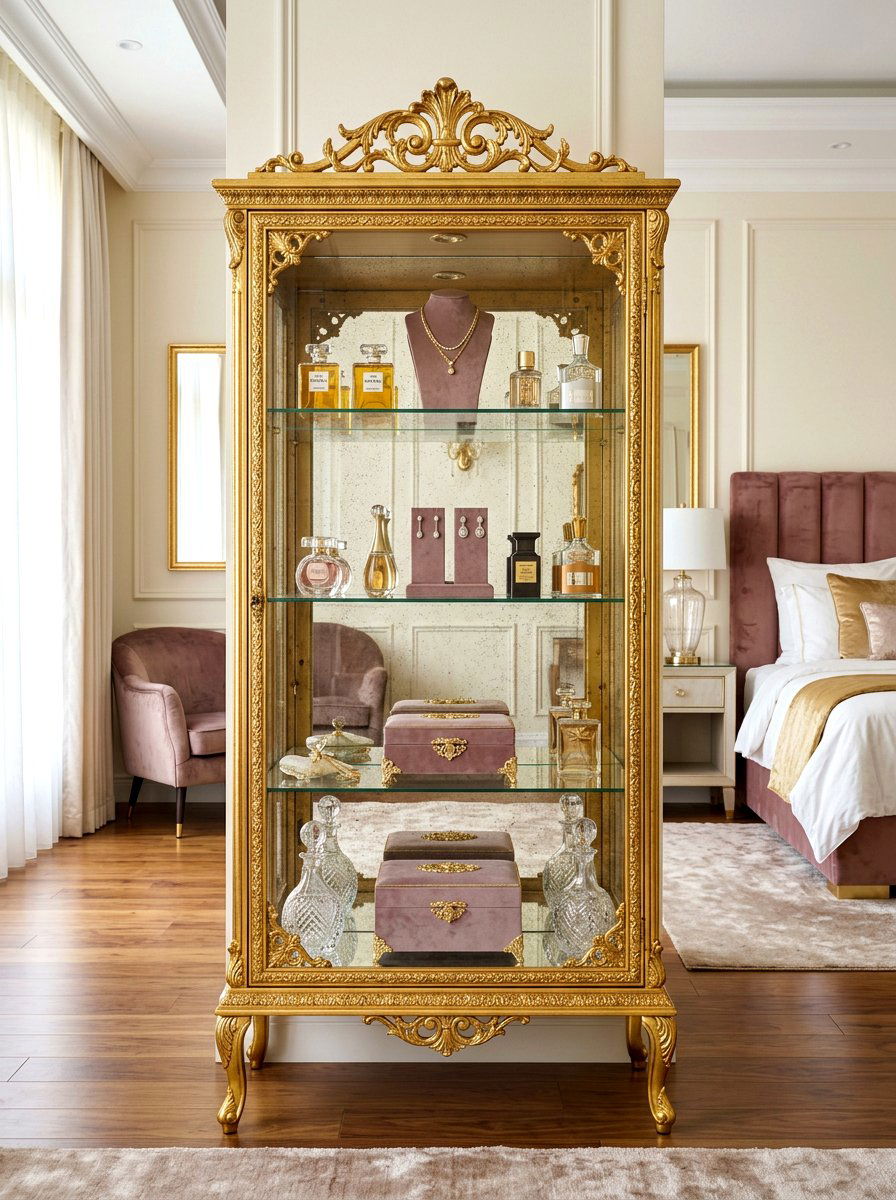 Luxury Gold Curio Cabinet - 30 curio cabinet styling ideas