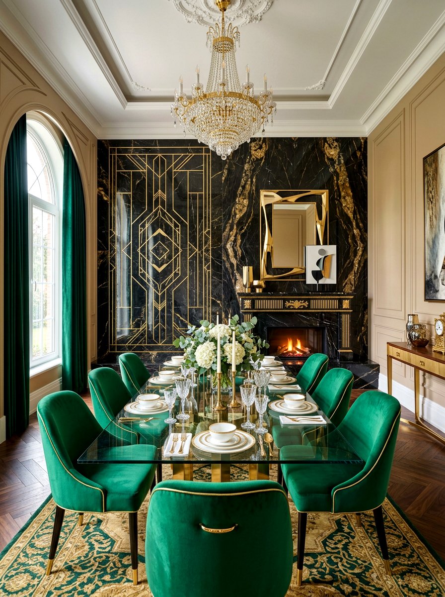 Luxury Gold Fireplace Wall - 30 dining room fireplace wall ideas