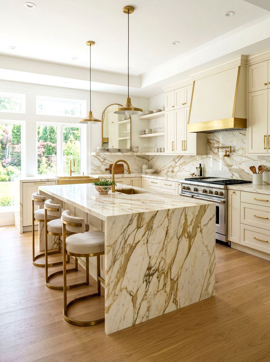 30 Waterfall Countertop Ideas for a Sleek Kitchen Upgrade