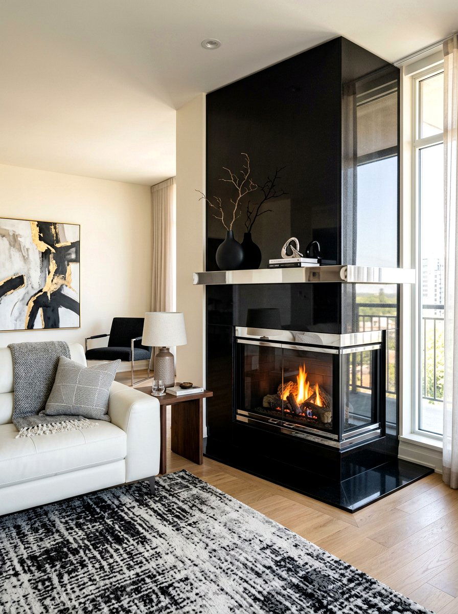 Luxury Granite Surround - 30 corner fireplace ideas