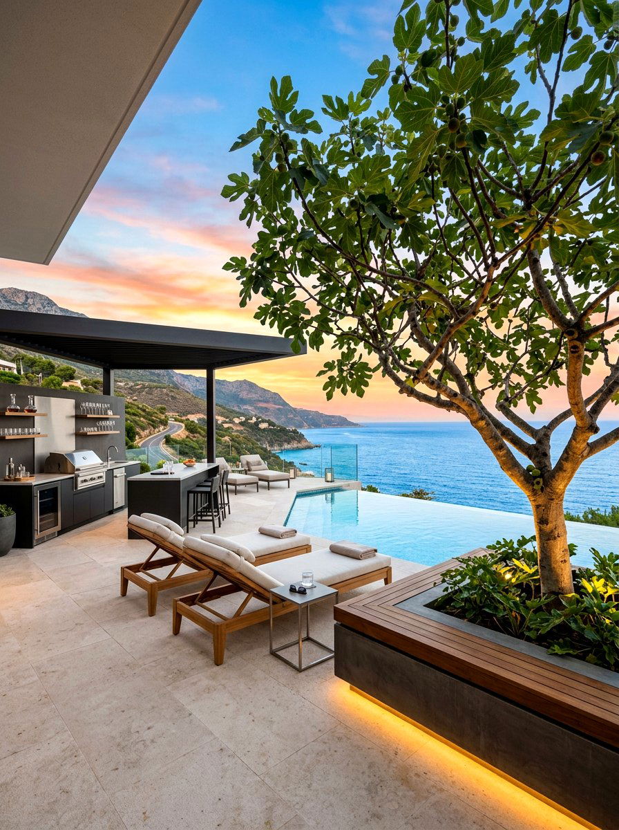 Luxury Infinity Pool Fig Tree - 30 fig tree patio ideas
