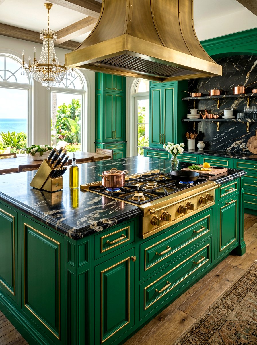 Luxury Island With Brass Cooktop - 30 kitchen island with cooktop ideas