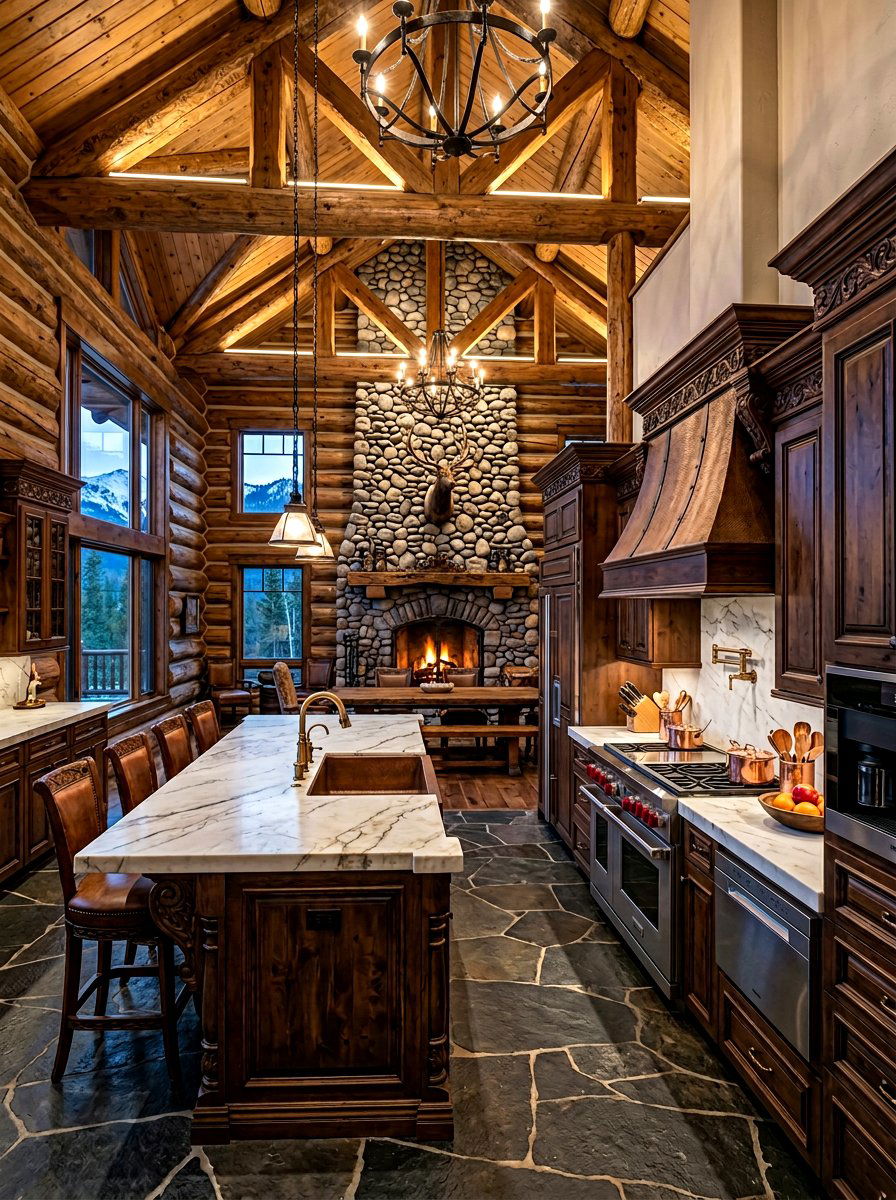 Luxury Log Cabin Kitchen - 30 cabin kitchen ideas