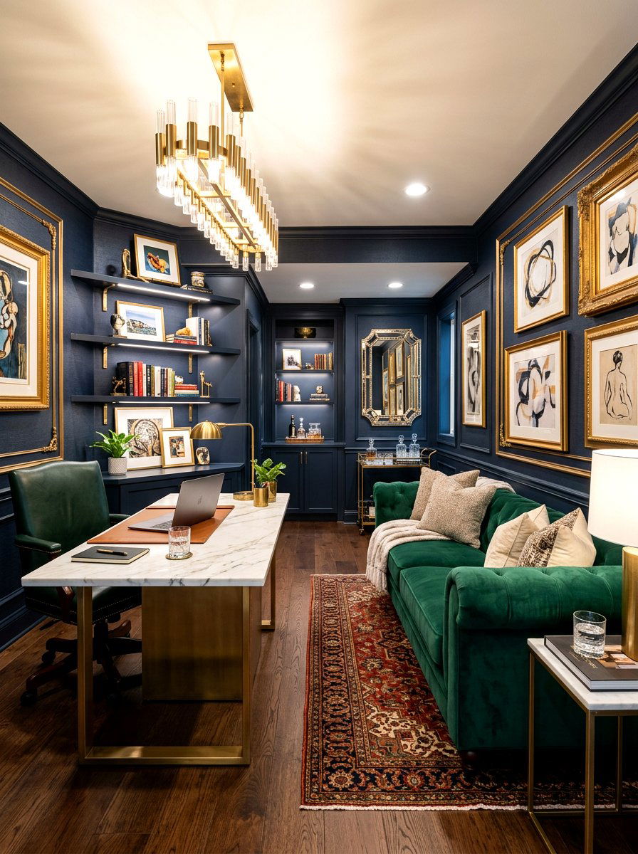 Luxury Lounge Office - 30 basement office nook ideas