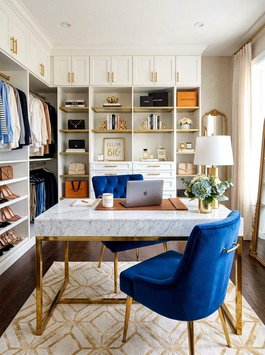 Luxury Marble Desktop Cloffice - 30 cloffice apartment ideas