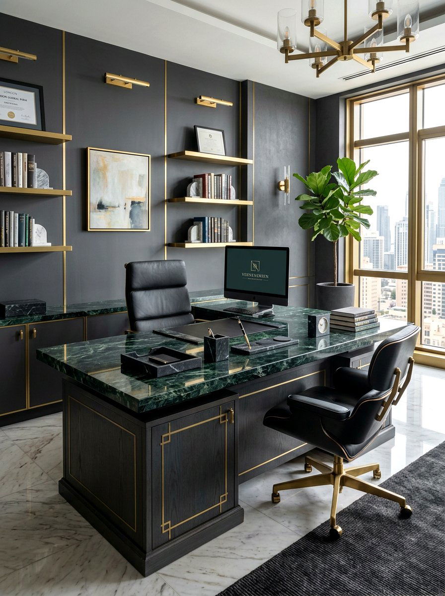 Luxury Marble Elements - 30 moody editor office ideas