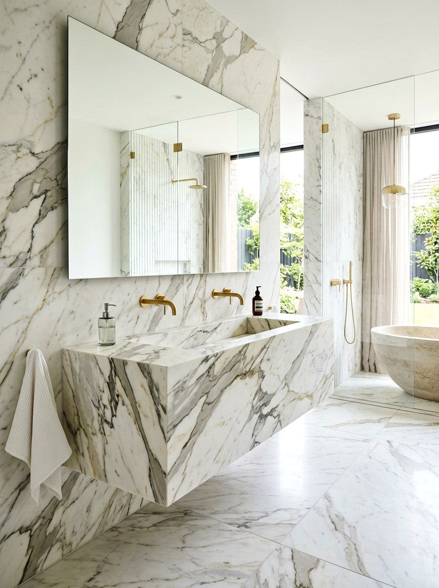 Luxury Marble Floating Vanity Bathroom - 30 floating vanity ideas