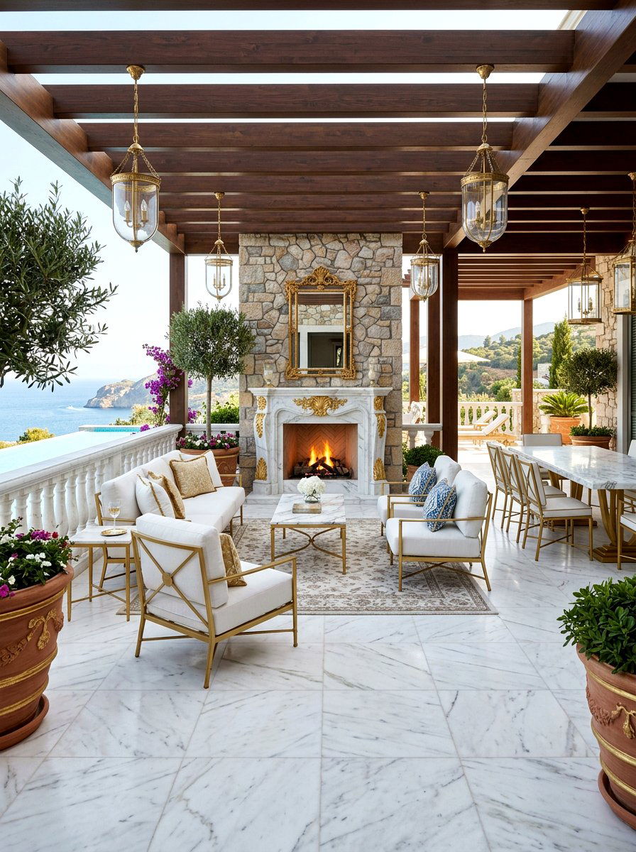 Luxury Marble Veranda - 30 veranda lounge ideas