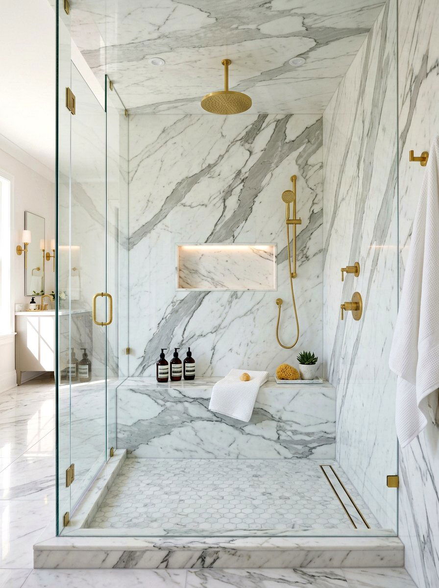 Luxury Marble Walk In Shower - 30 art deco bathroom ideas