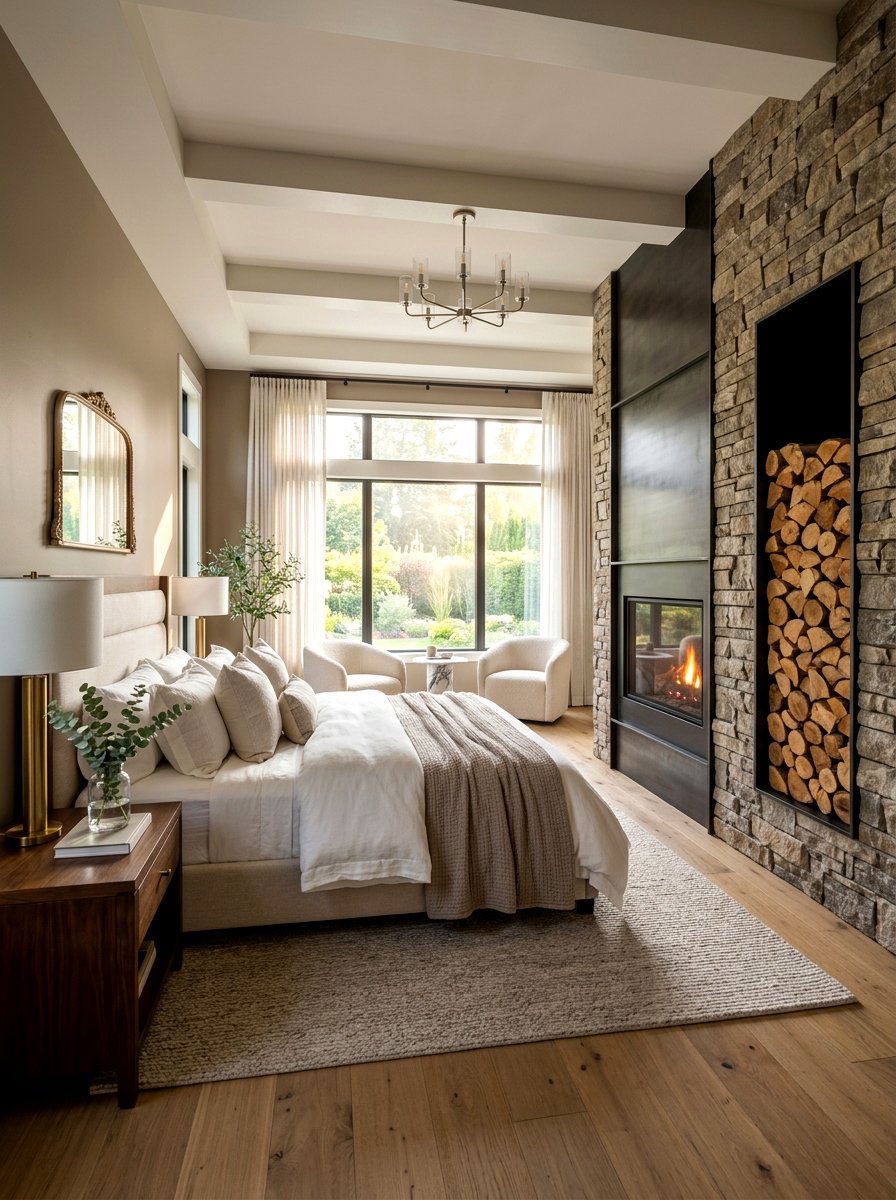 Luxury Master Bedroom Stack - 30 firewood storage wall ideas