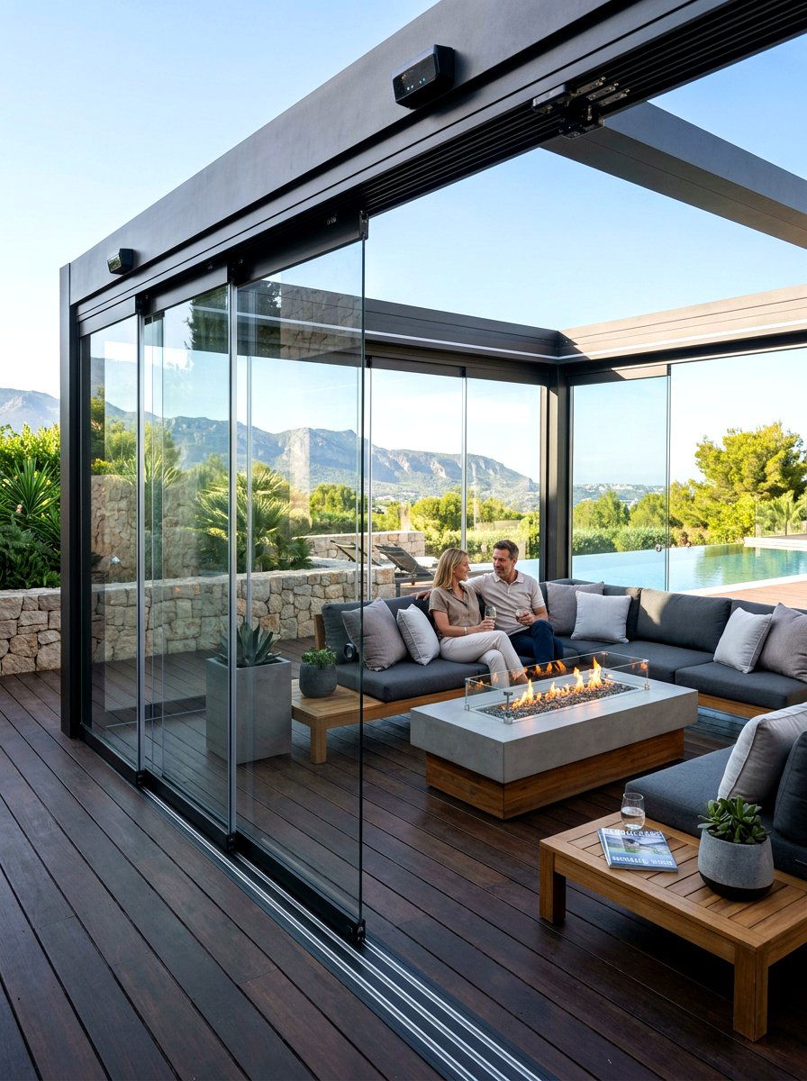 Luxury Motorized Glass Patio System - 30 transparent patio roof ideas
