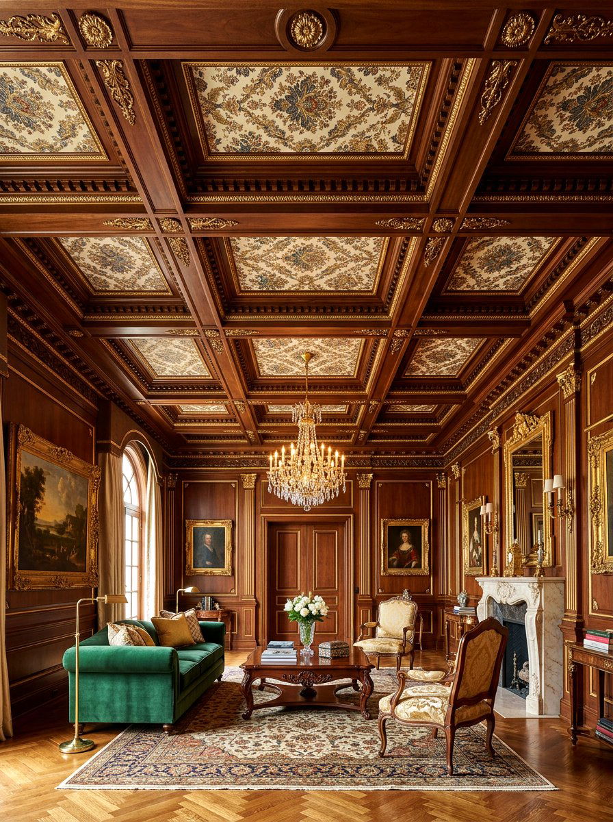Luxury Ornate Coffered Ceiling Living Room - 30 coffered ceiling living room ideas