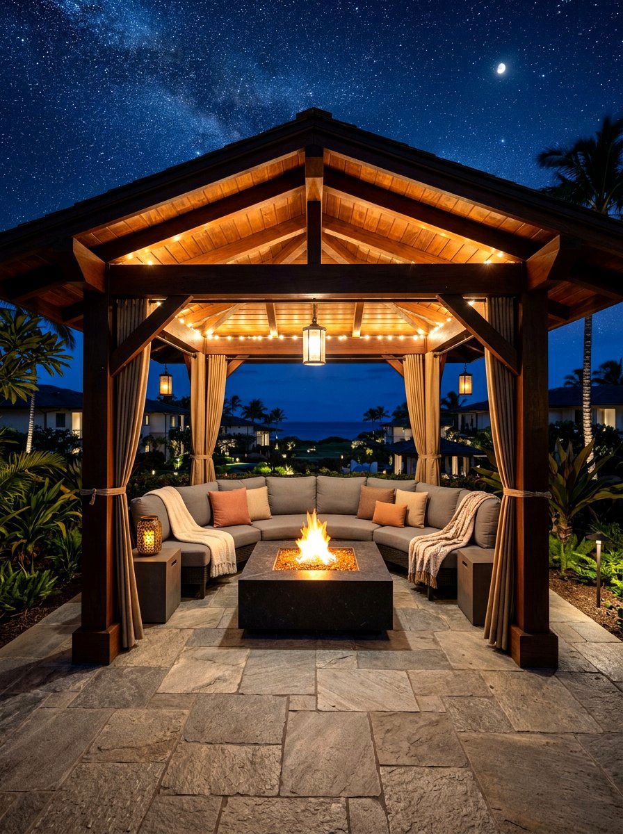 Luxury Outdoor Cabana With Fire Pit - 30 backyard cabana lounge ideas