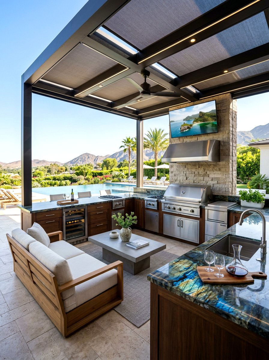 Luxury Outdoor Kitchen - 30 outdoor kitchen lounge ideas