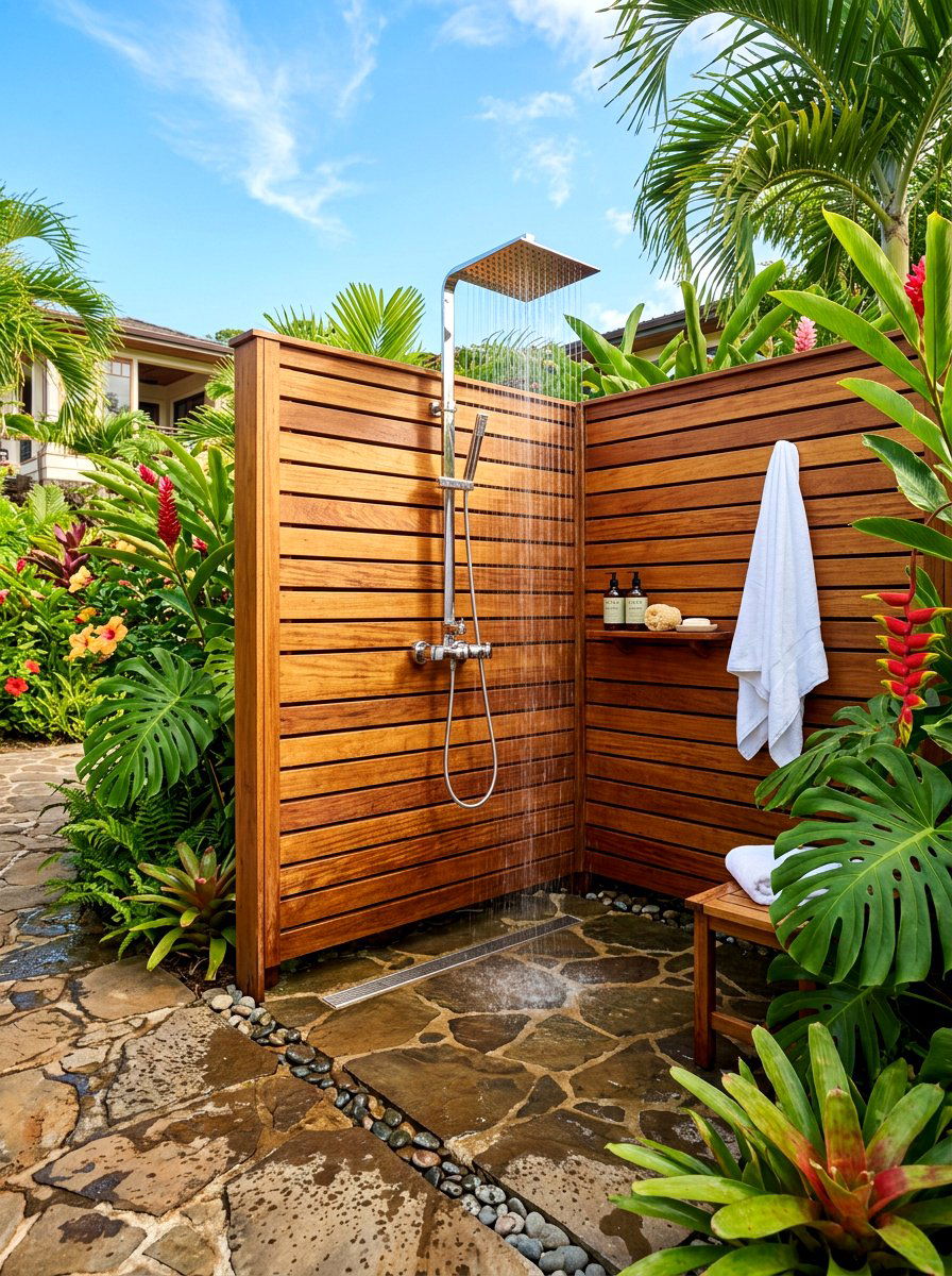 Luxury Outdoor Shower - 30 quiet luxury backyard ideas