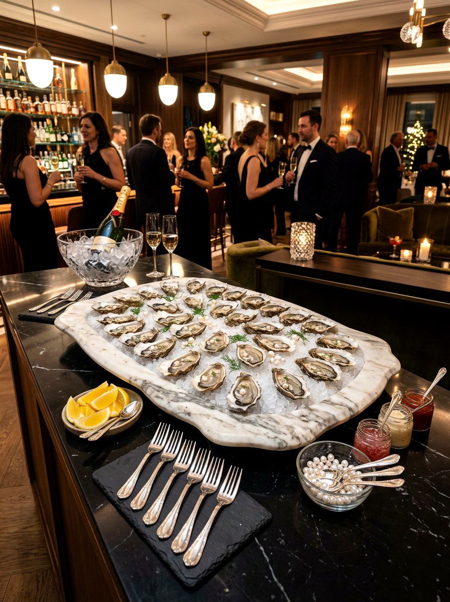 Luxury Oyster Bar Presentation - 30 seafood dinner table ideas aesthetic