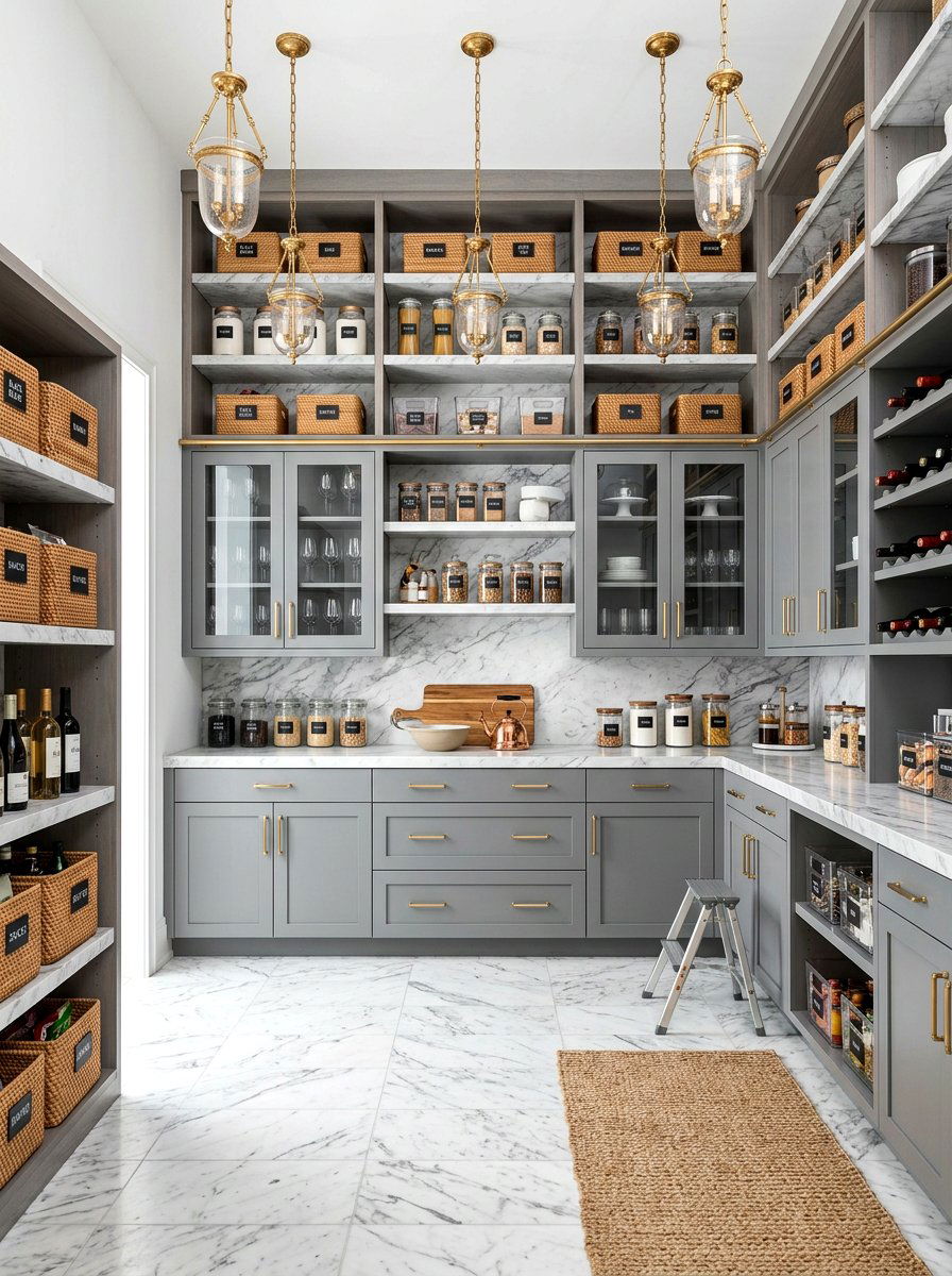 Luxury Pantry With Marble Countertops - 30 pantry scullery combo ideas