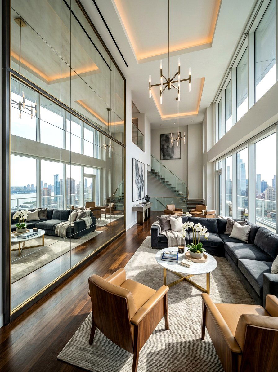 Luxury Penthouse Mirror Wall - 30 floor to ceiling mirror wall ideas