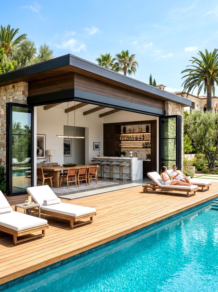 Luxury Pool House - 30 poolside dining ideas