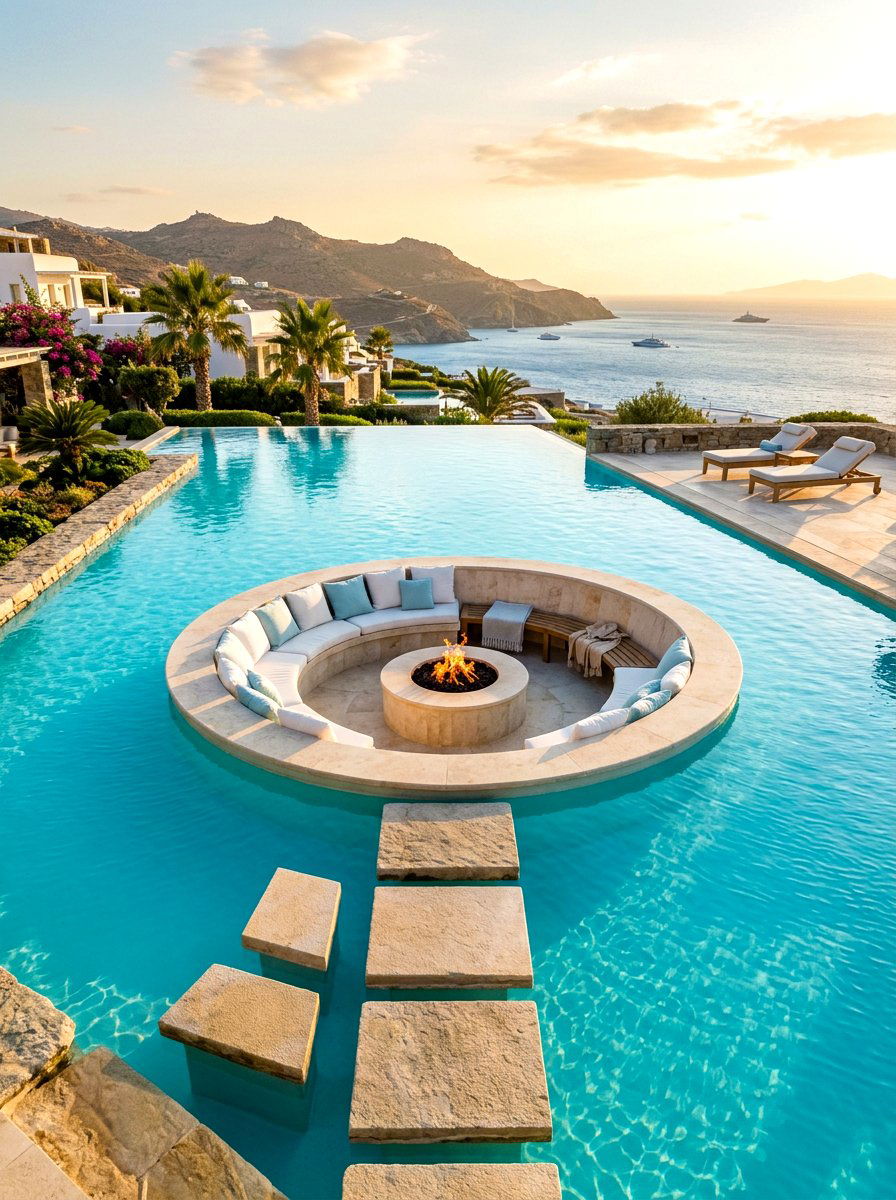 Luxury Pool Sunken Seating - 30 family pool ideas