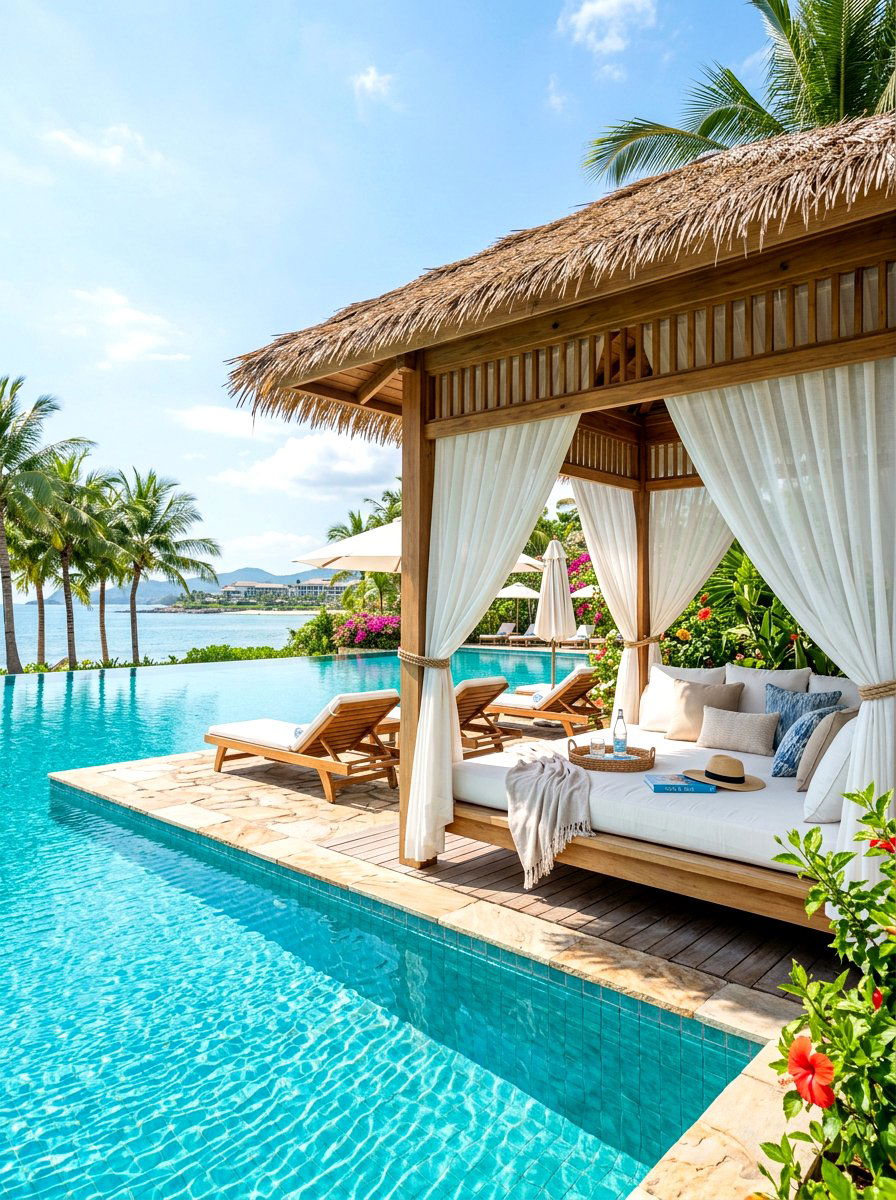 Luxury Poolside Cabana - 30 Hamptons backyard ideas