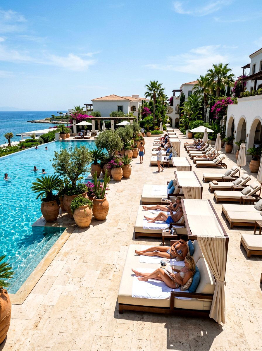 Luxury Poolside Patio - 30 terracotta and cream patio ideas