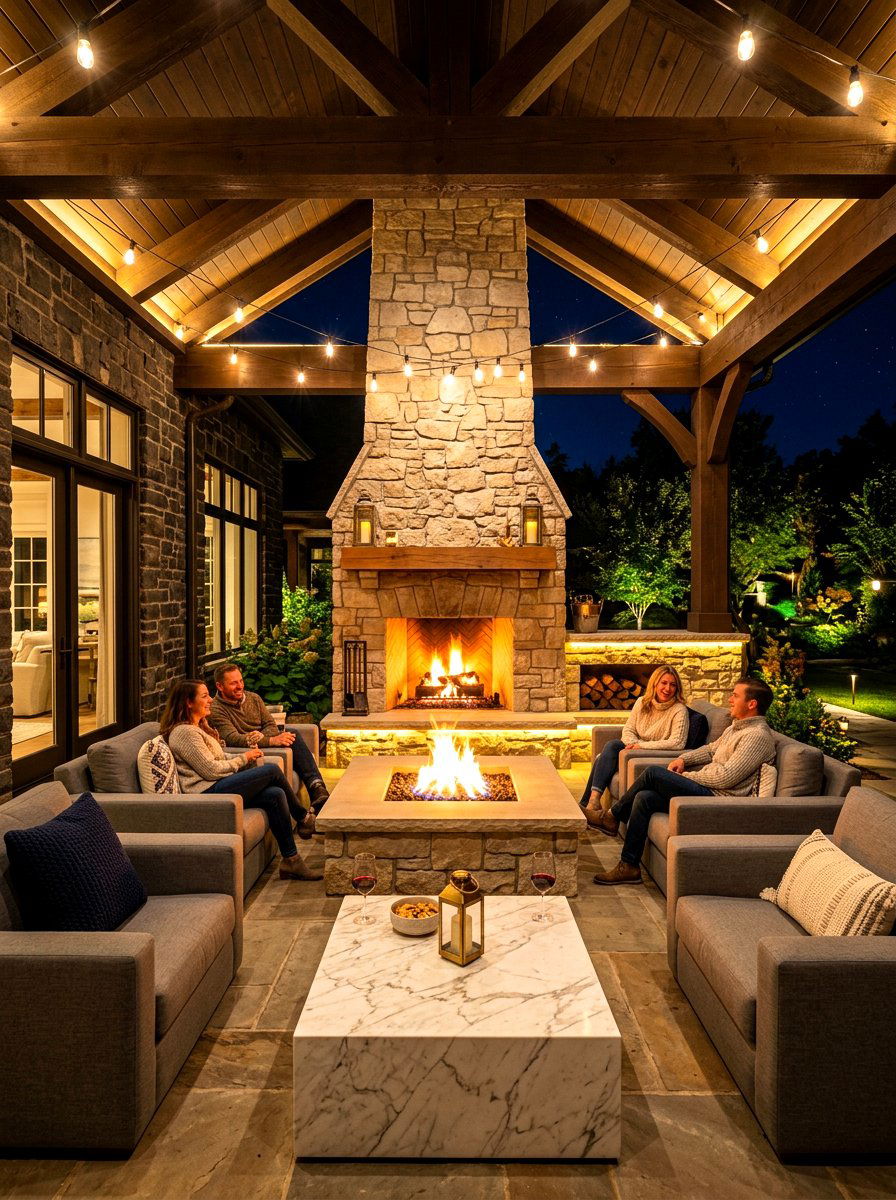 Luxury Porch Fire Pit Area - 30 porch lounge ideas