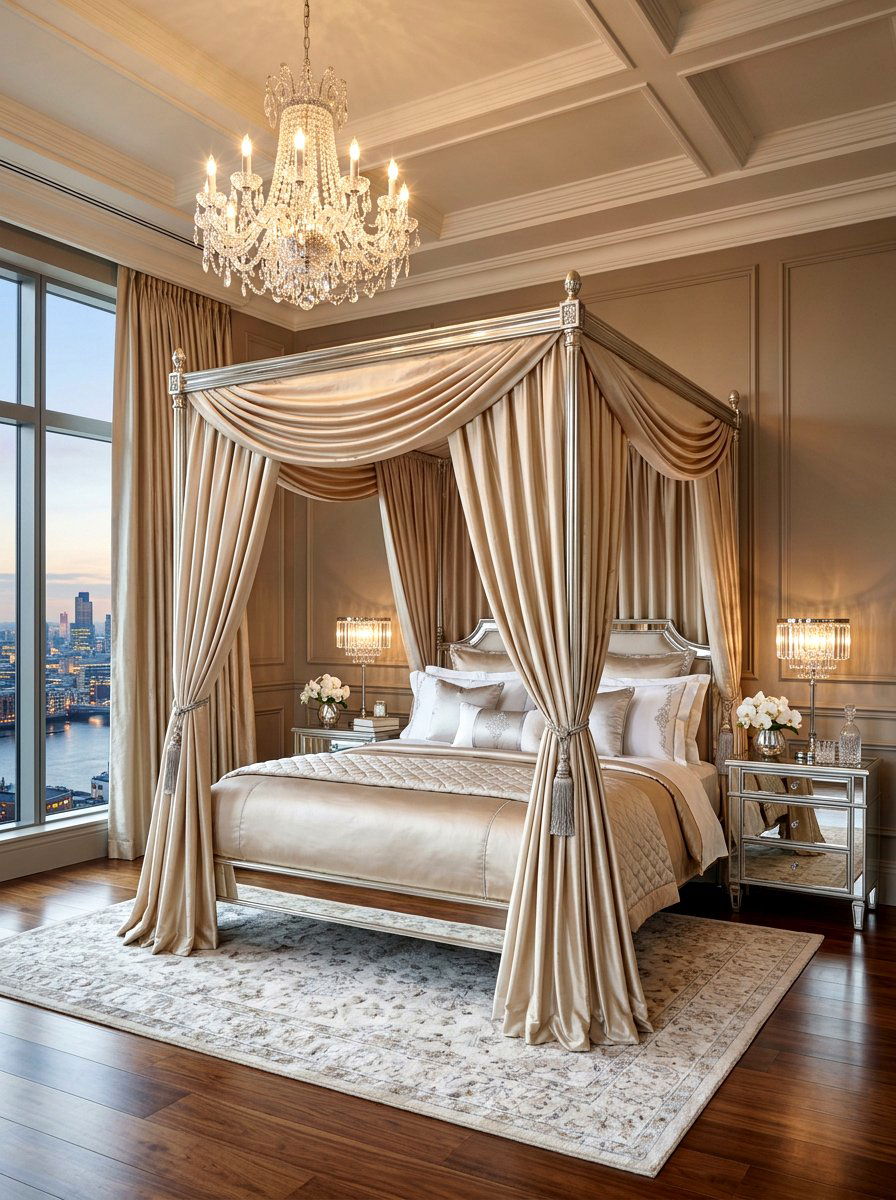 Luxury Silk Canopy Bed - 30 romantic canopy bedroom ideas