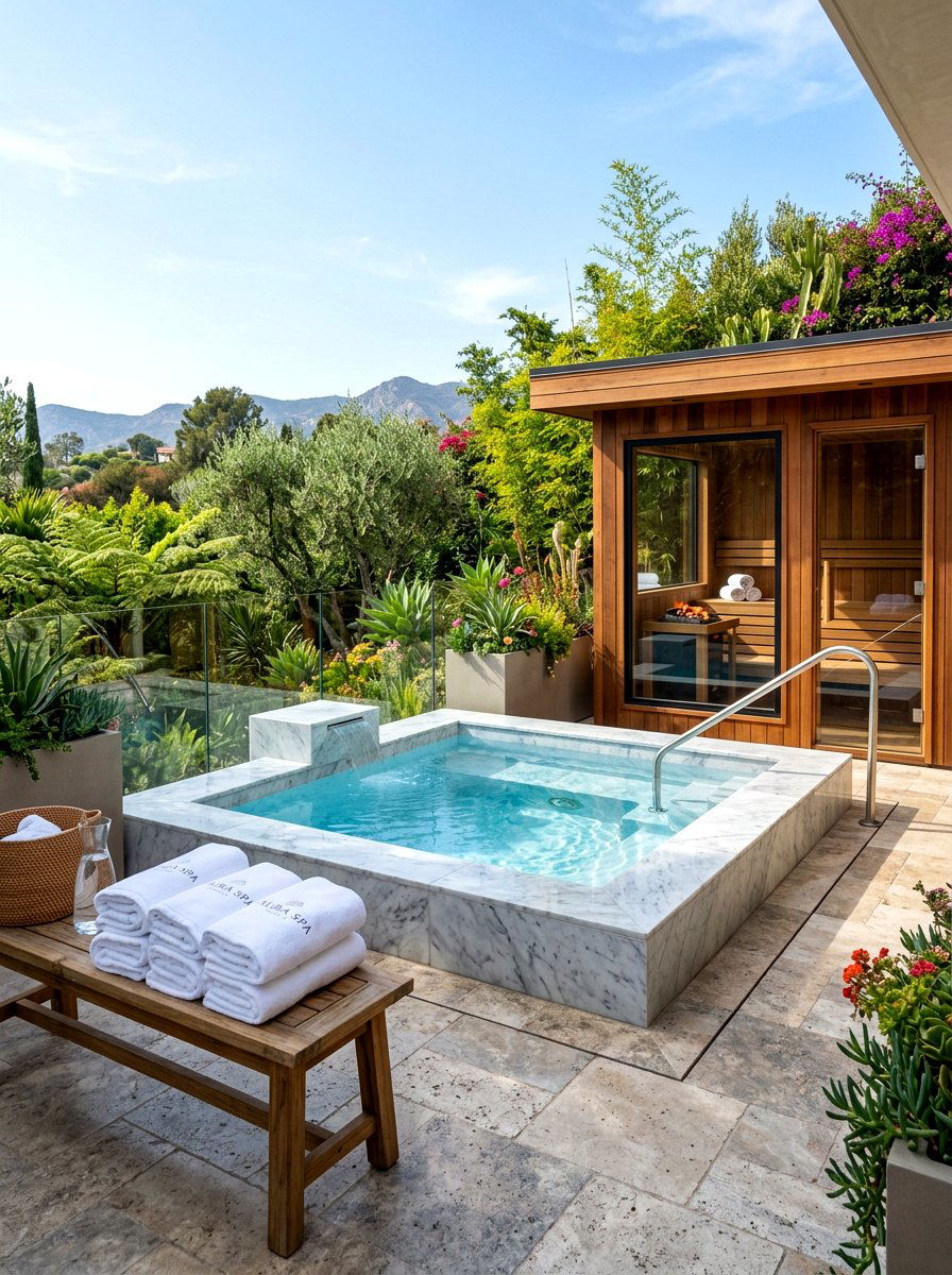 Luxury Spa Patio Cold Plunge - 30 cold plunge patio ideas