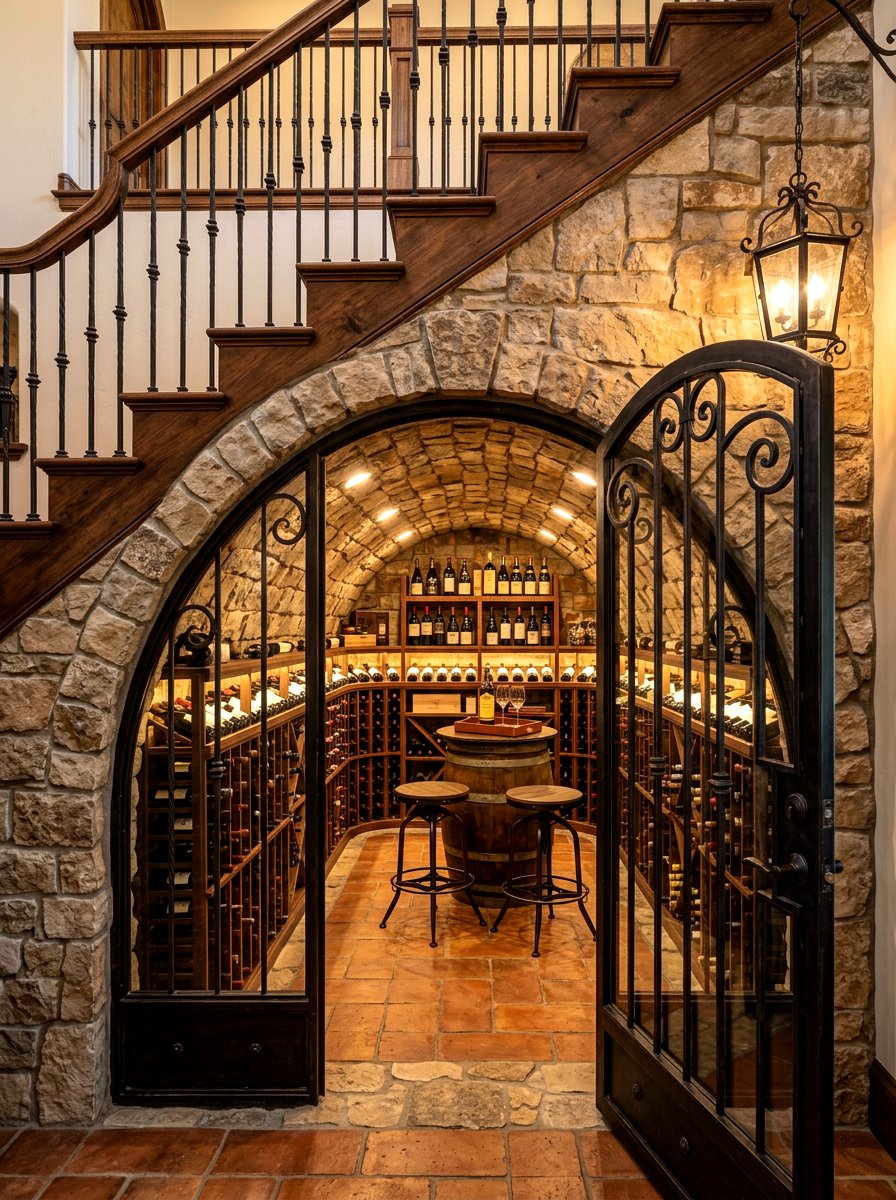 Luxury Stone Wine Cellar - 30 under stairs wine nook ideas
