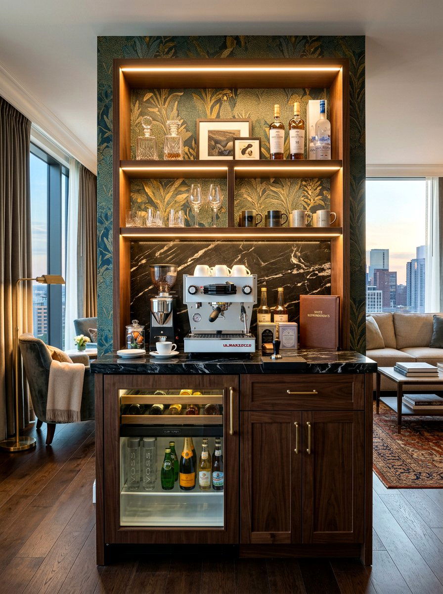 Luxury Suite Coffee Bar - 30 bedroom coffee corner ideas