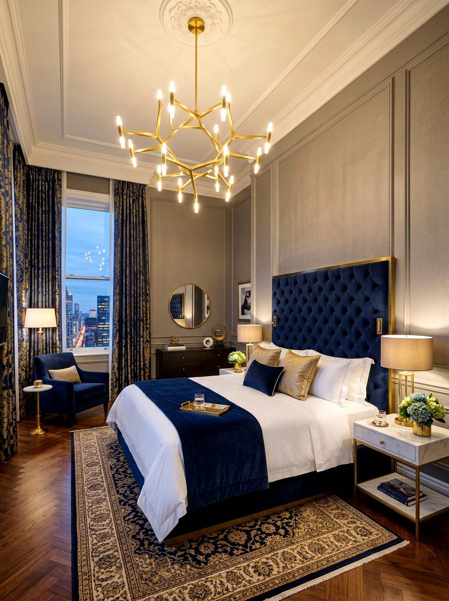 Luxury Suite With Modern Bedroom Chandelier - 30 bedroom lighting ideas