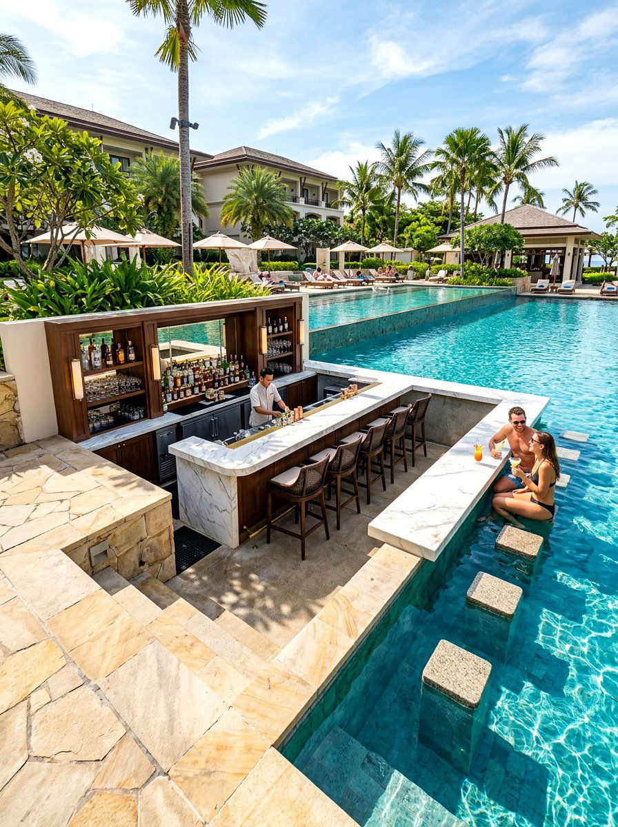 Luxury Sunken Bar - 30 poolside bar ideas