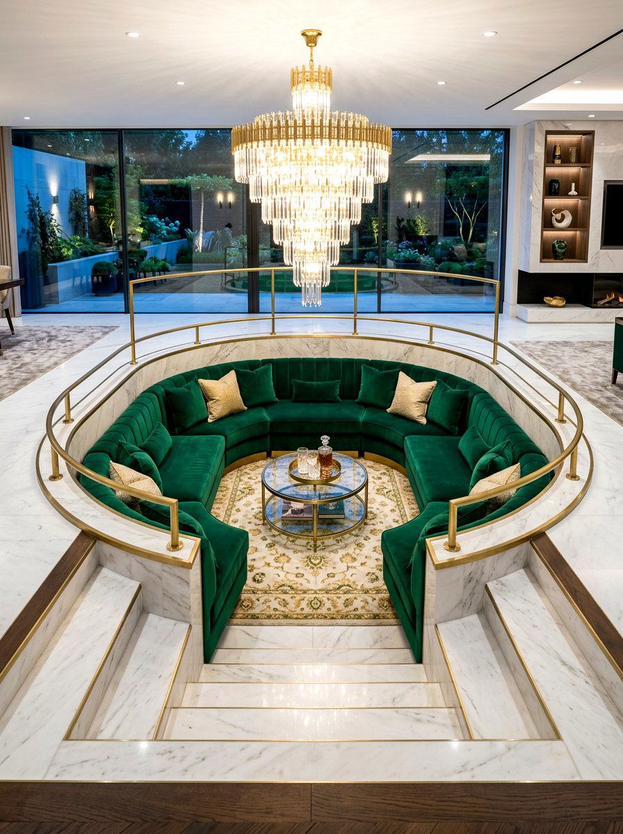 Luxury Sunken Living Area - 30 conversation pit living room ideas