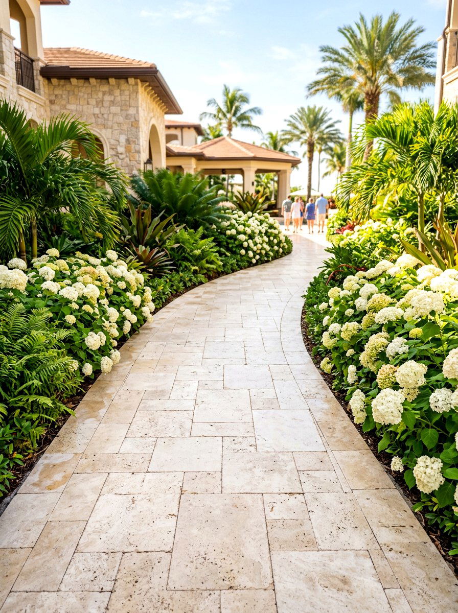 Luxury Travertine Stone Walkway - 30 front garden path ideas