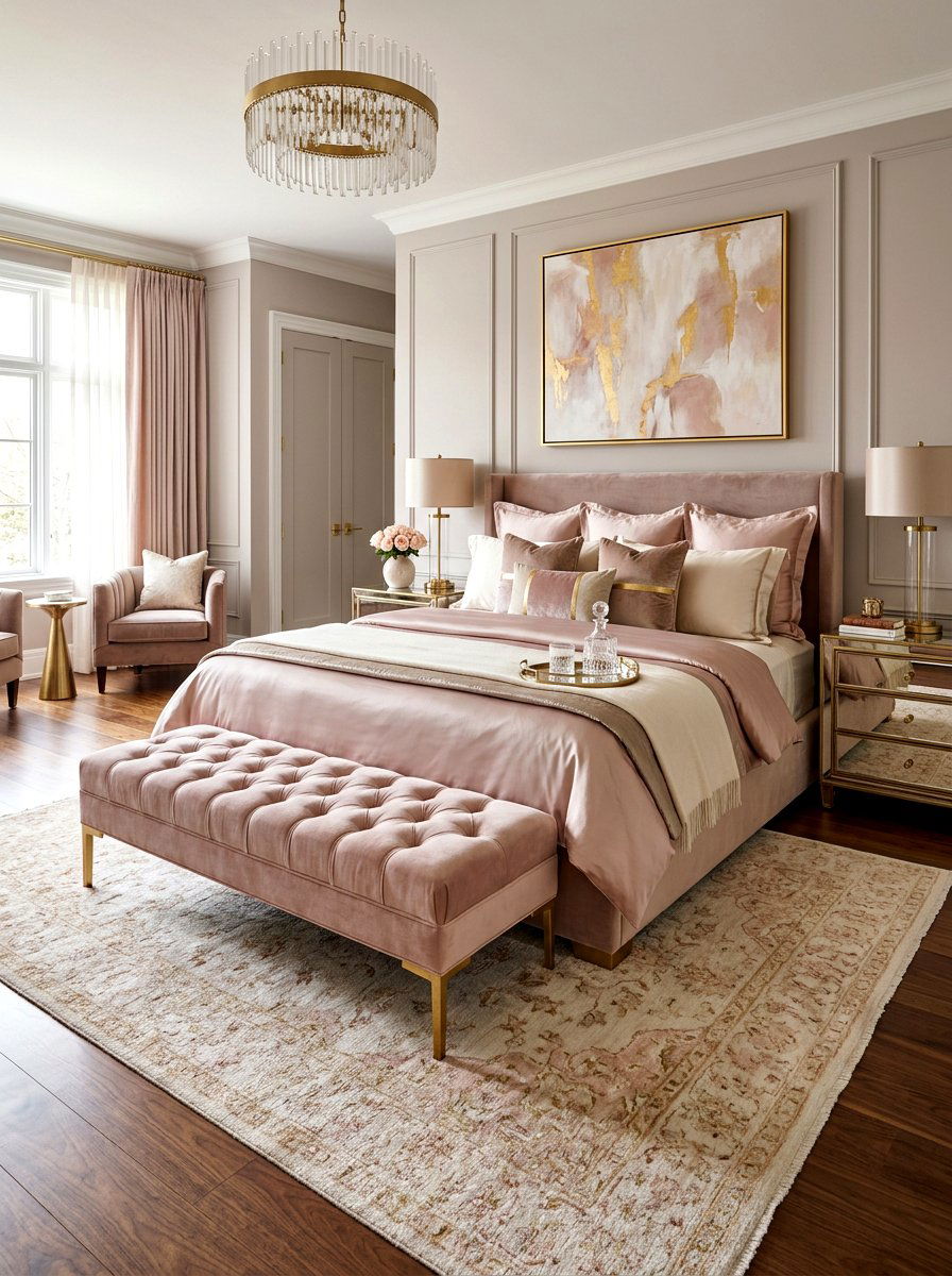 Luxury Velvet Bench - 30 bedroom mini lounge ideas