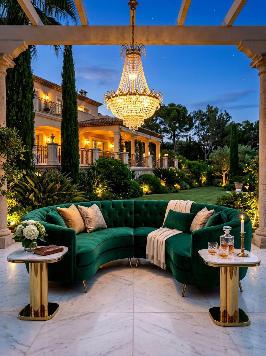 Luxury Velvet Curved Sofa - 30 curved patio sofa ideas