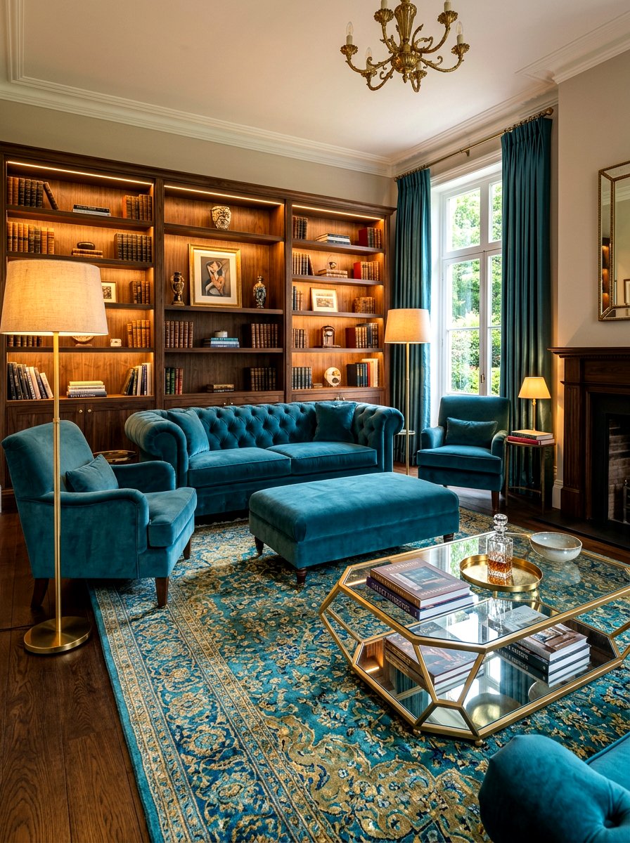 Luxury Velvet Seating Salon - 30 reading salon living room ideas