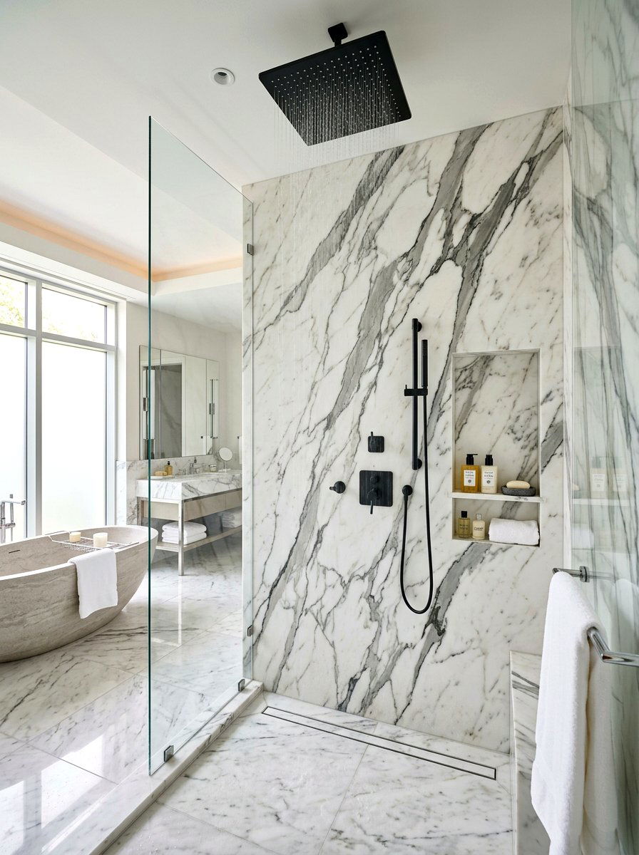 Luxury Vertical Marble Tile - 30 vertical tile shower ideas