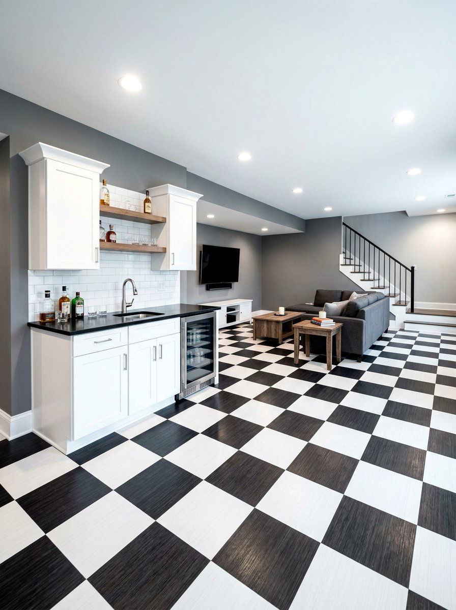 Luxury Vinyl Checkerboard Plank - 30 checkerboard floor ideas