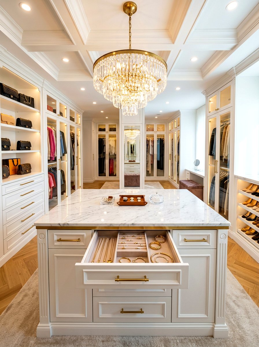 Luxury Walk In Closet Island - 30 walk in closet vanity ideas