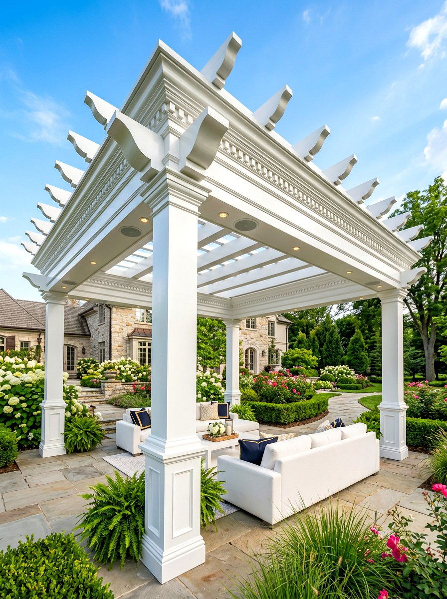 Luxury White Pergola - 30 white pergola ideas