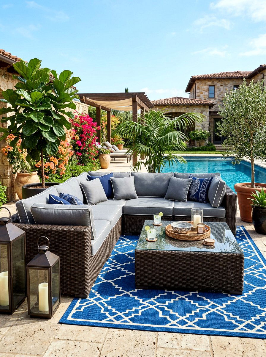 Luxury Wicker Sectional Area - 30 resort patio lounge ideas