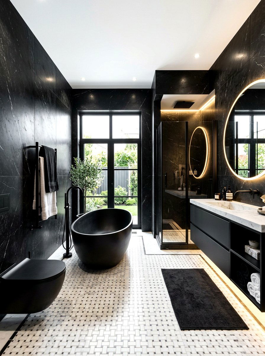 Luxury black and white bathroom - 30 black and white bathroom ideas