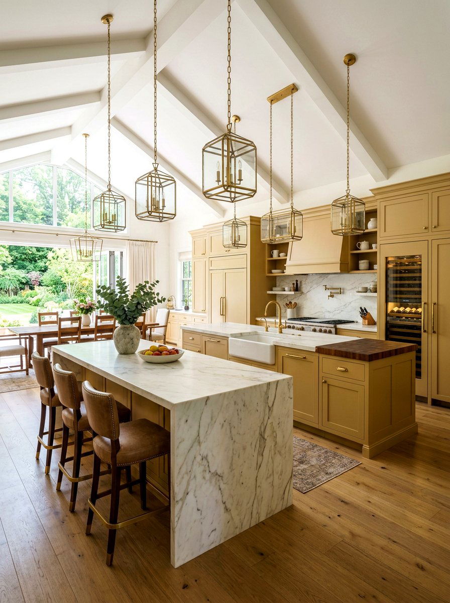 Luxury buttercream kitchen double island - 30 buttercream kitchen ideas