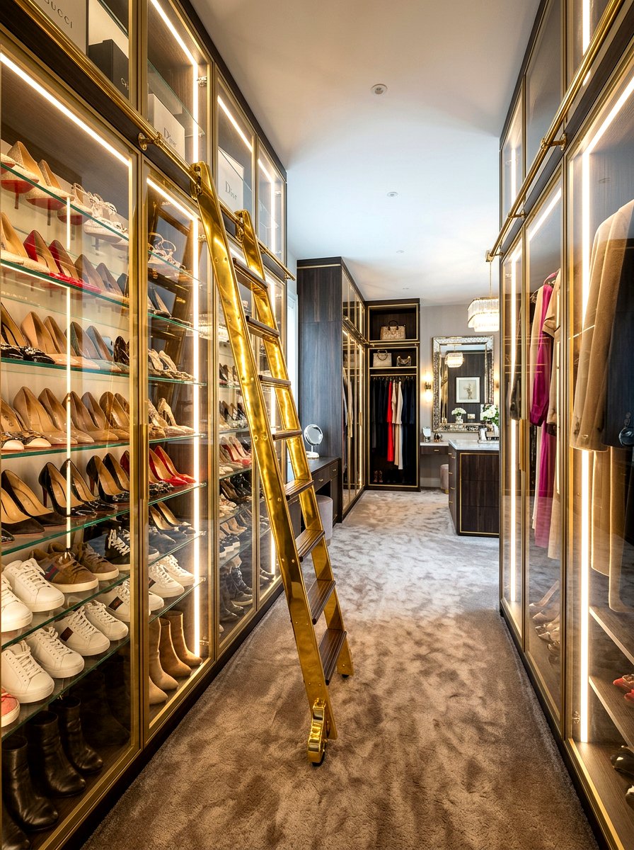 Luxury dressing room ladder - 30 library ladder ideas