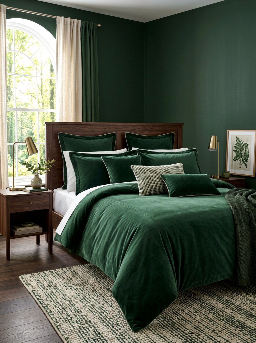 Luxury forest green bedding - 30 tailored bedding ideas