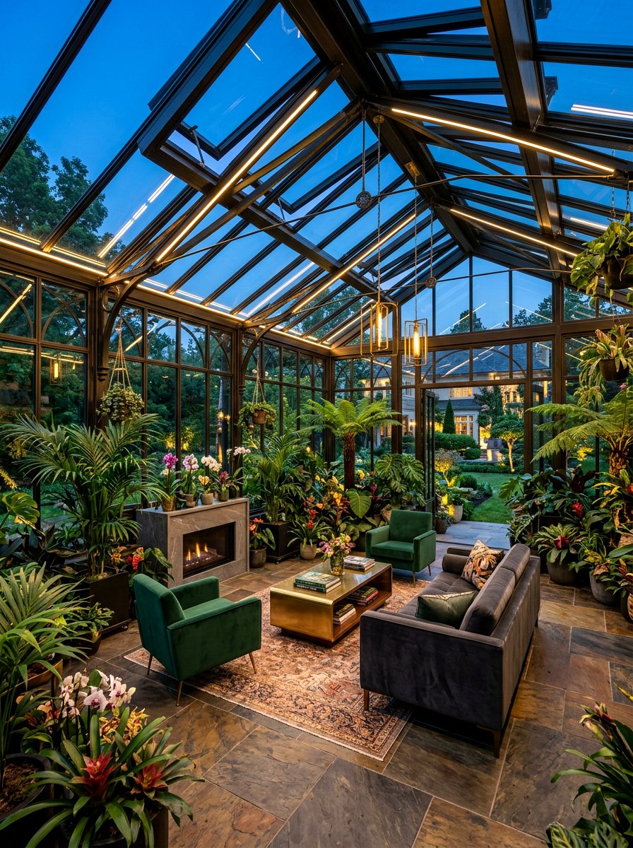 Luxury glass garden room - 30 attached greenhouse porch ideas