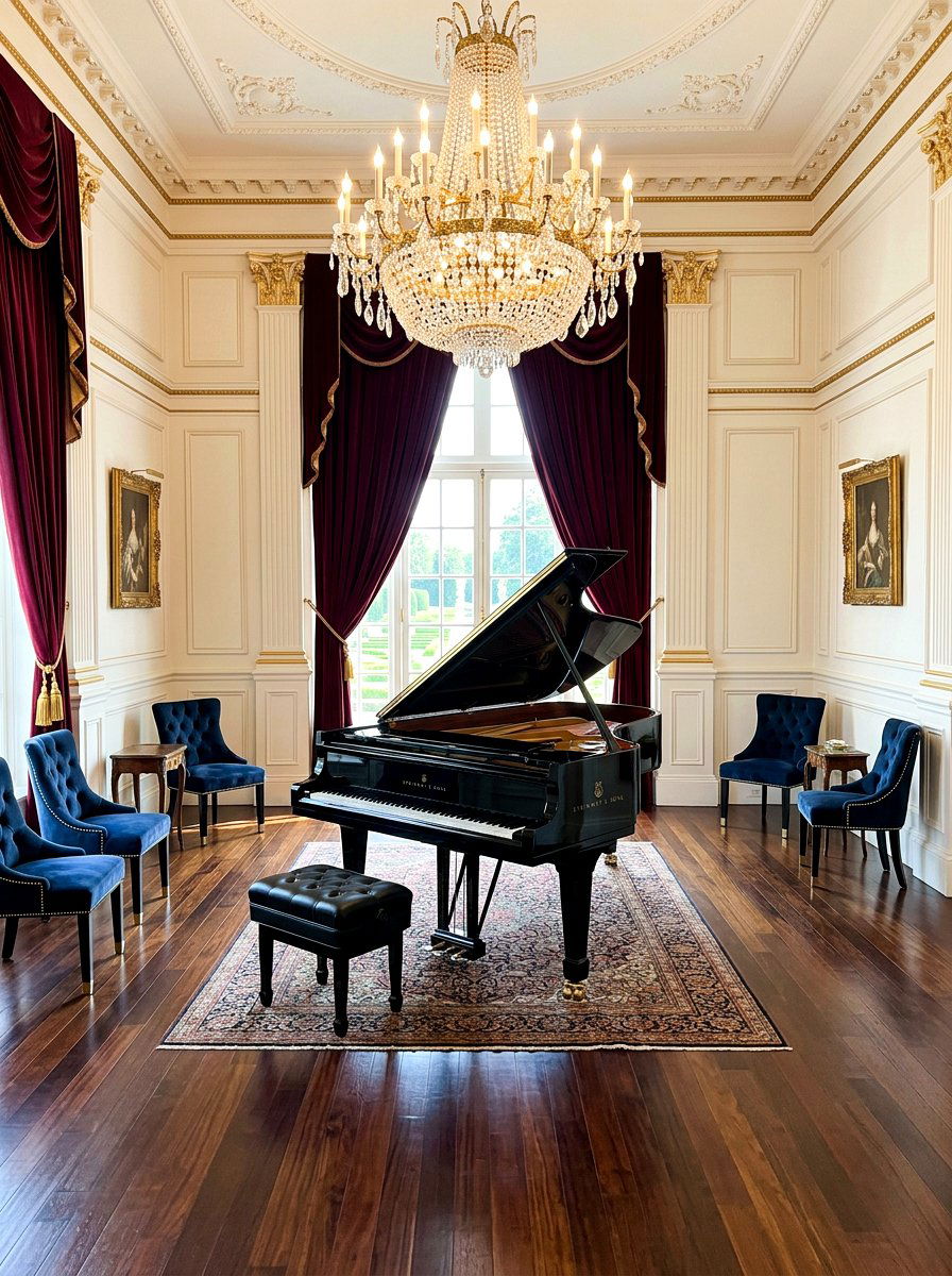 Luxury grand piano salon - 30 piano living room ideas