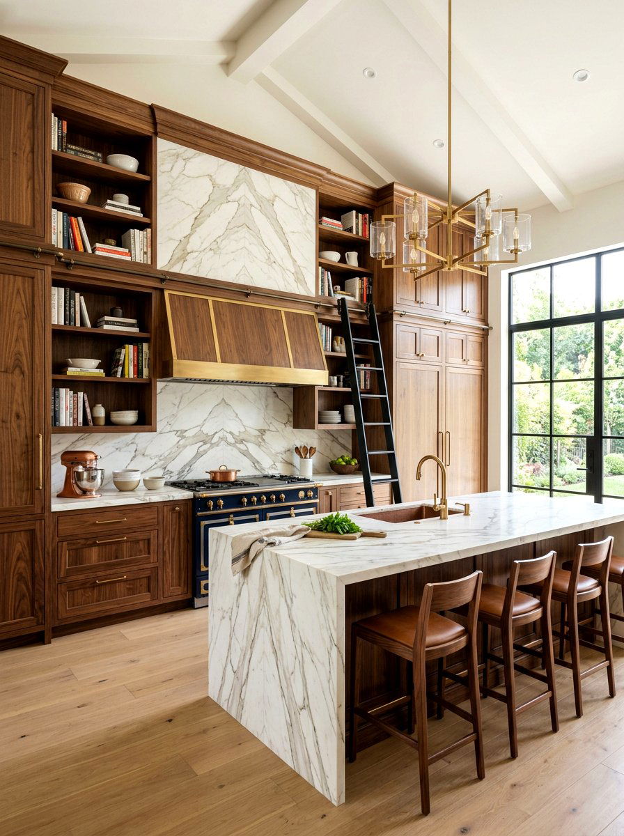 Luxury kitchen library ladder - 30 library ladder kitchen ideas